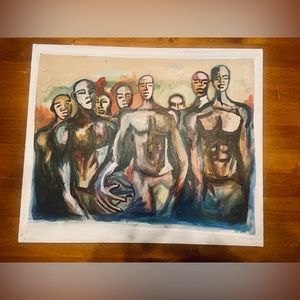 Vintage African-American art “Basketball Dreams” Artist Unknown